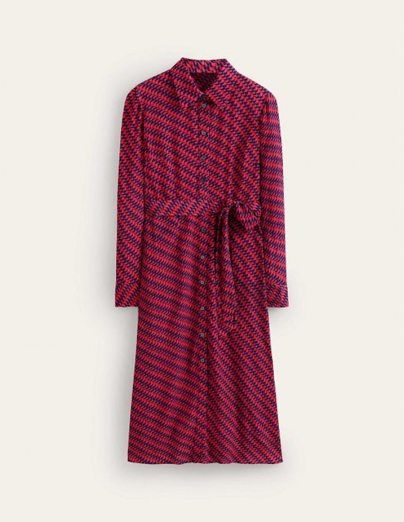 Burgundy Women's Boden Kate Shirt Dress | 32076OPZD