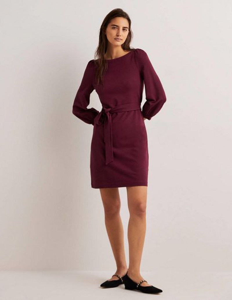 Burgundy Women's Boden Tie Detail Jersey Dress | 27583LUJP