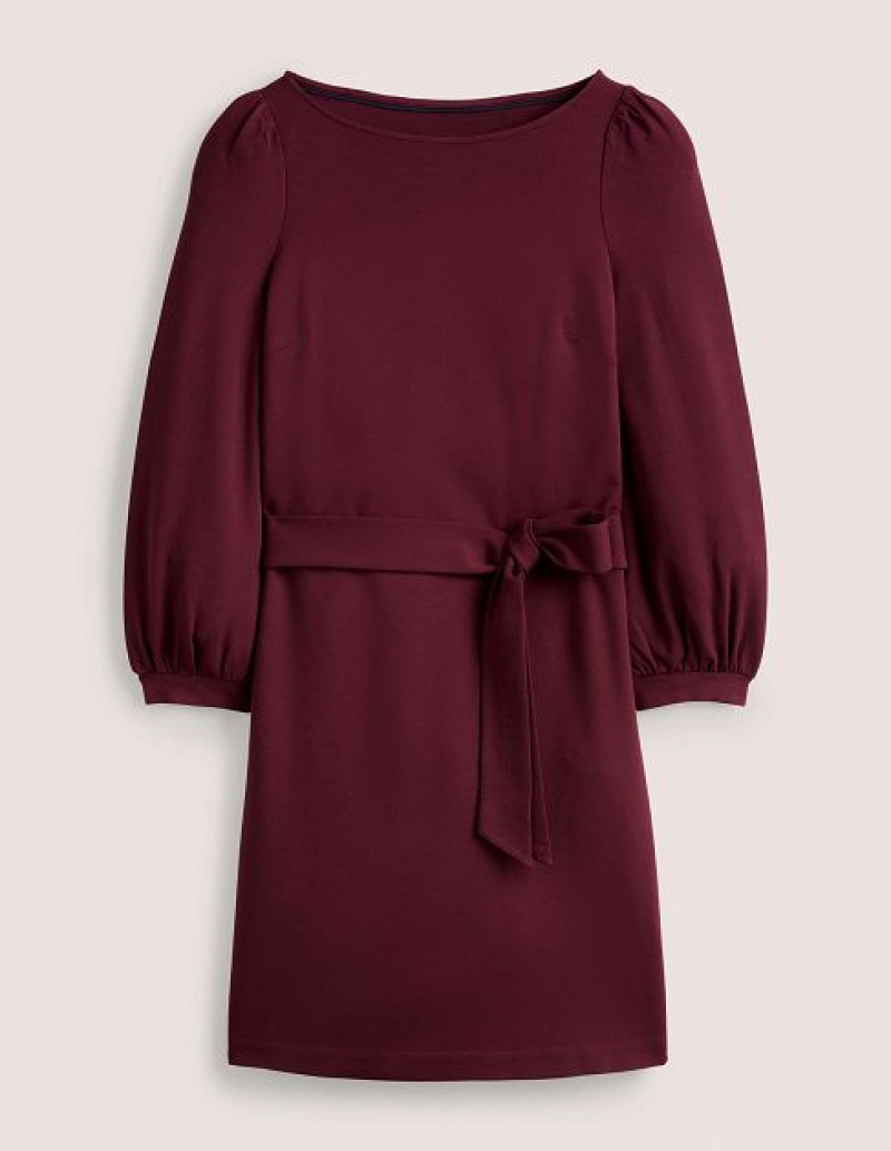 Burgundy Women's Boden Tie Detail Jersey Dress | 27583LUJP