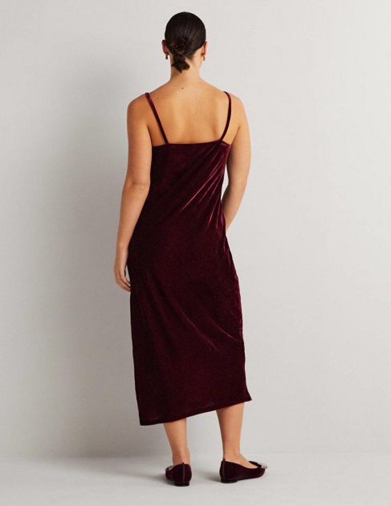 Burgundy Women's Boden Velvet Slip Dress | 82067QVHN