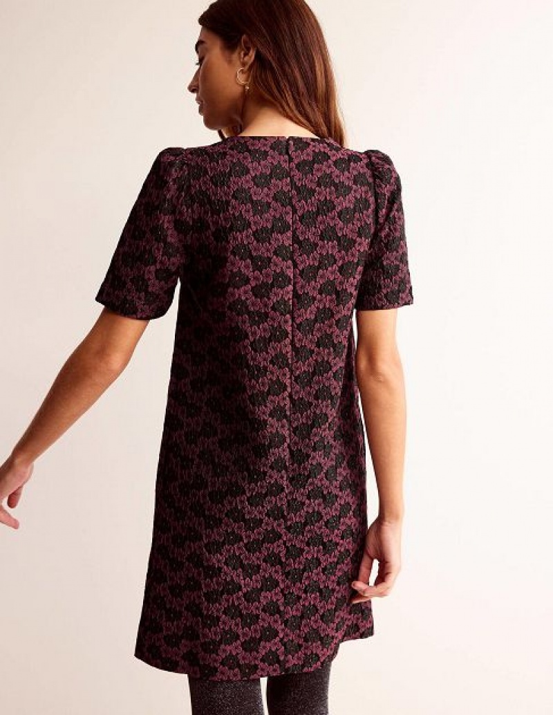 Burgundy / Navy Women's Boden Structured Jacquard Dress | 04698CZSH