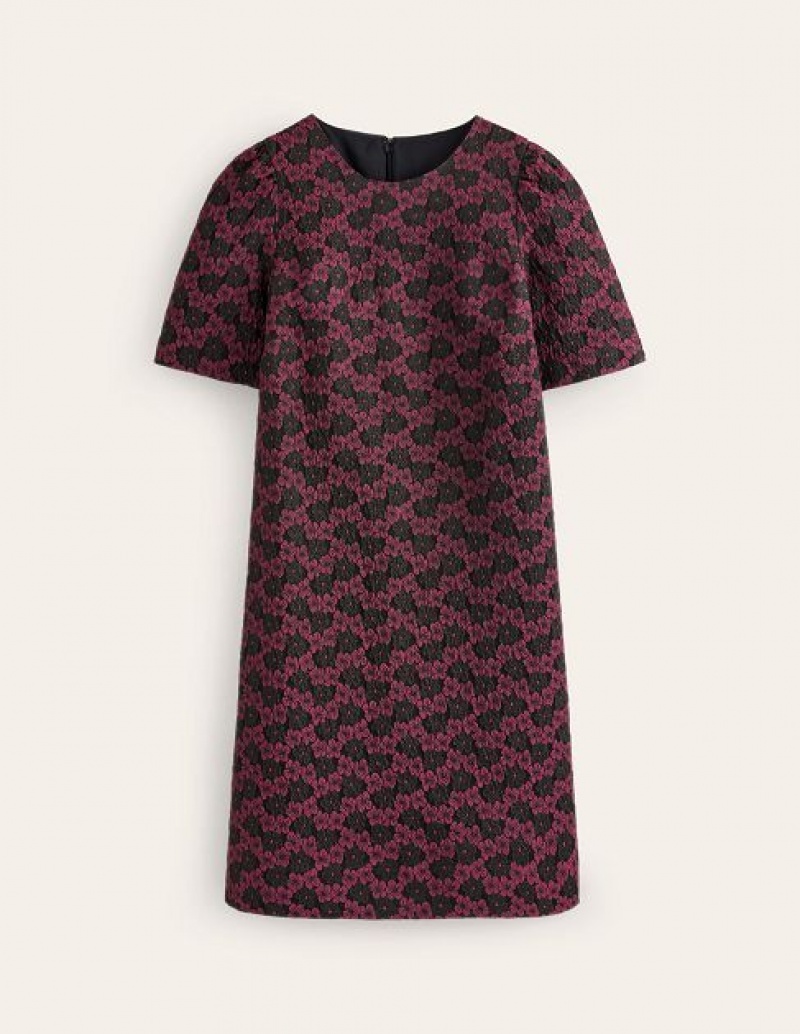 Burgundy / Navy Women's Boden Structured Jacquard Dress | 04698CZSH