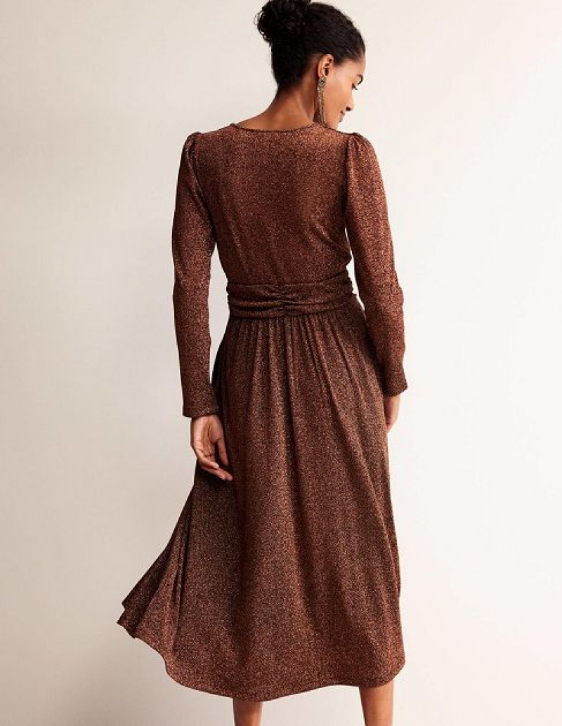 Copper Women's Boden Ruched Waist Sparkle Dress | 81402WMXZ