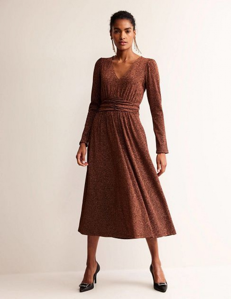 Copper Women's Boden Ruched Waist Sparkle Dress | 81402WMXZ