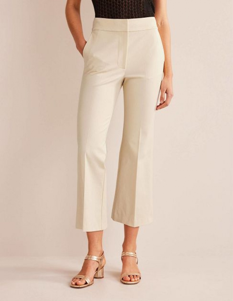 Cream Women's Boden Bi-stretch Crop Flare Pants | 64915HGWB