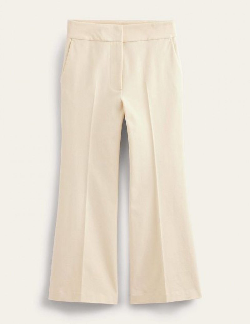 Cream Women's Boden Bi-stretch Crop Flare Pants | 64915HGWB