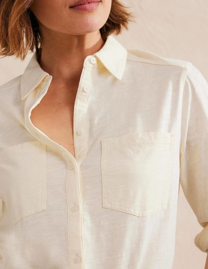 Cream Women's Boden Cotton Jersey Shirts | 64057YEOF