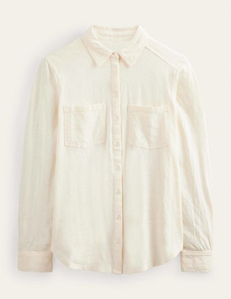 Cream Women's Boden Cotton Jersey Shirts | 64057YEOF