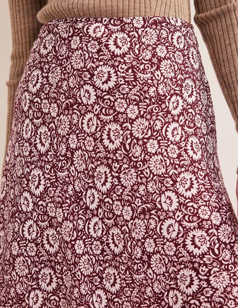 Dark Burgundy Women's Boden Bias Crepe Skirts | 79431TLNU