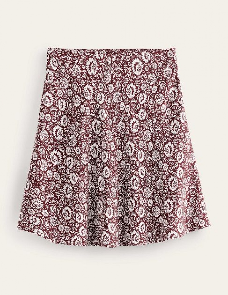 Dark Burgundy Women's Boden Bias Crepe Skirts | 79431TLNU