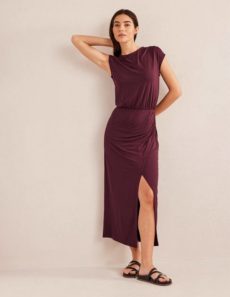 Dark Burgundy Women's Boden Column Jersey Maxi Dress | 35942ABHF