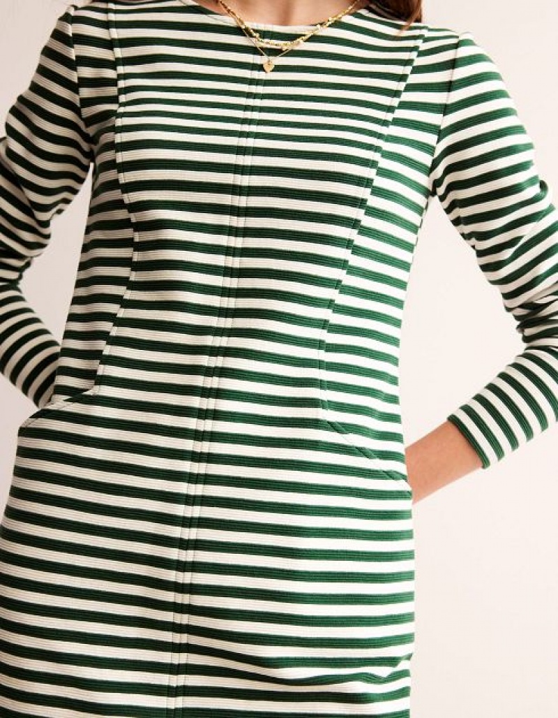 Dark Green / White Stripes Women's Boden Ellen Ottoman Dress | 06931RFEX