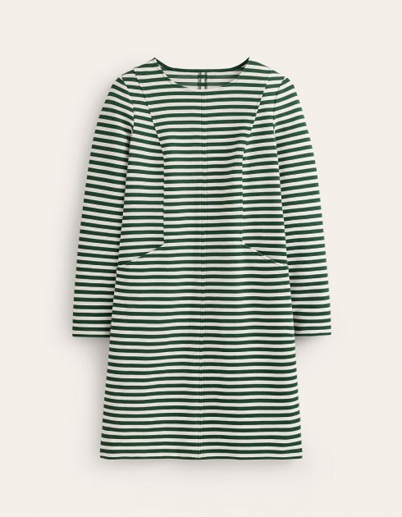 Dark Green / White Stripes Women's Boden Ellen Ottoman Dress | 06931RFEX