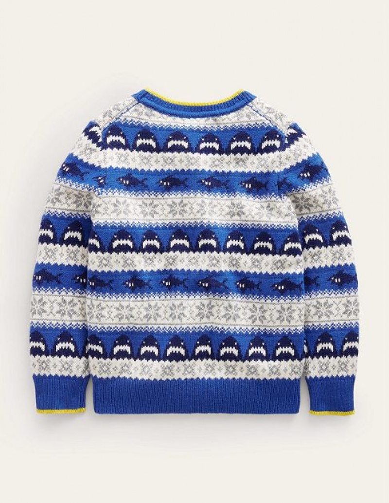 Deep Blue Kids' Boden All Over Fair Isle Sweaters | 32078JZSC