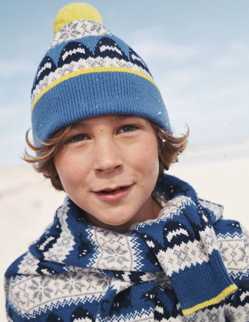 Deep Blue Kids' Boden Fair Isle Beanie | 42319HFEV