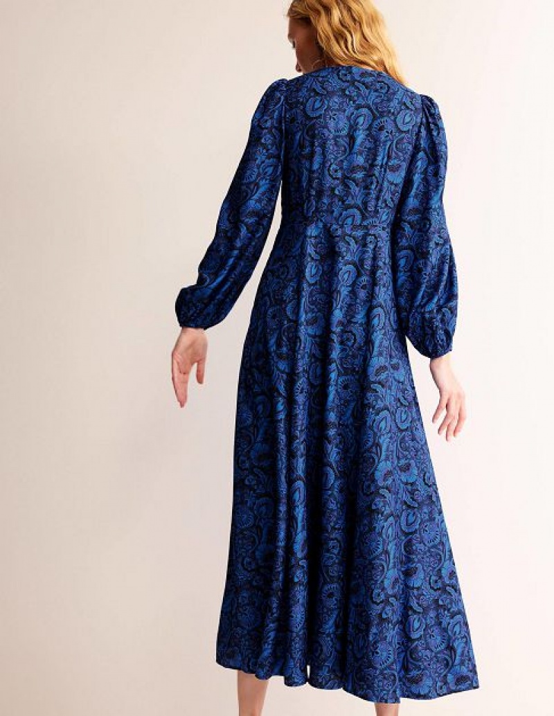 Deep Blue Women's Boden Blouson Sleeve Maxi Dress | 38062VYDL