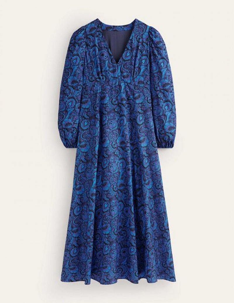 Deep Blue Women's Boden Blouson Sleeve Maxi Dress | 38062VYDL