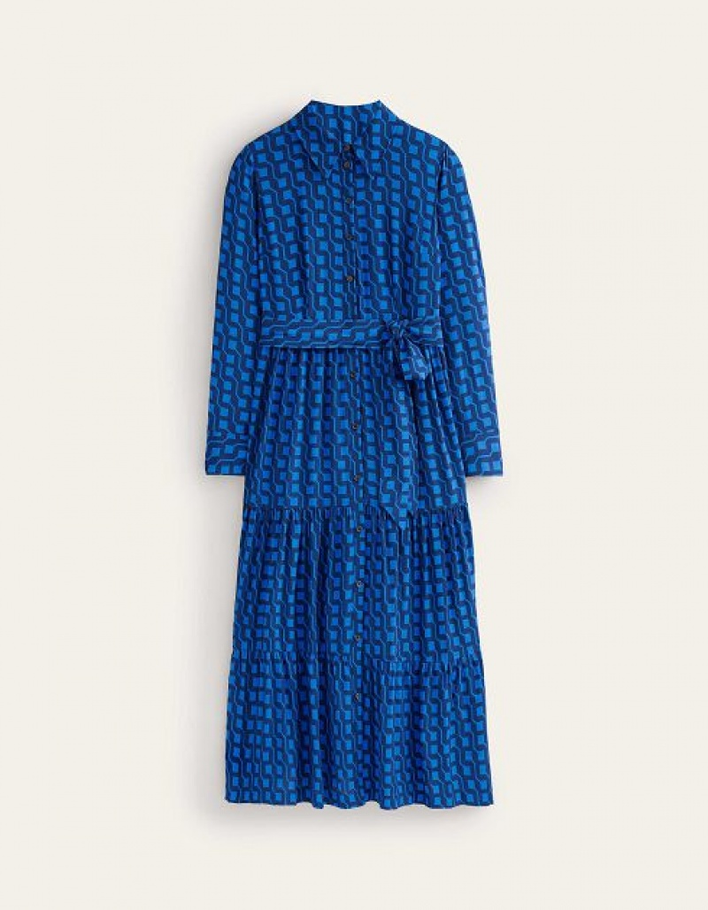 Deep Blue Women's Boden Flo Midi Shirt Dress | 03659QMJC