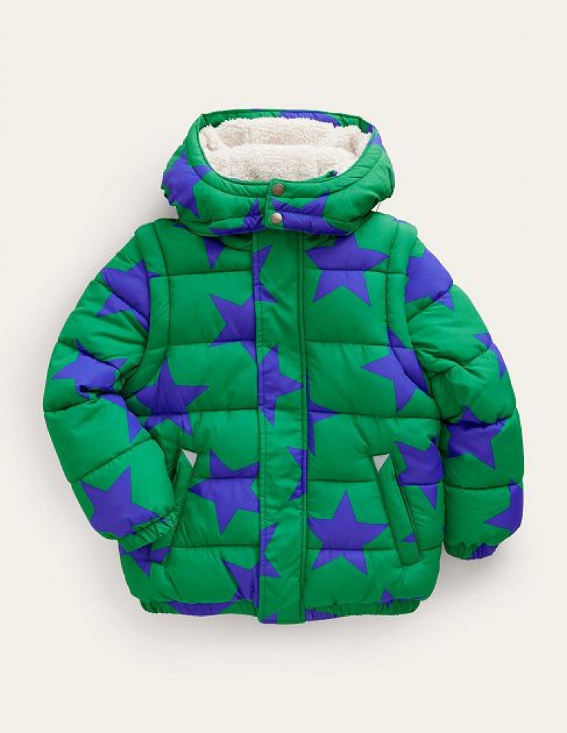 Deep Green Kids\' Boden 2-in-1 Padded Coats | 12084VOZR