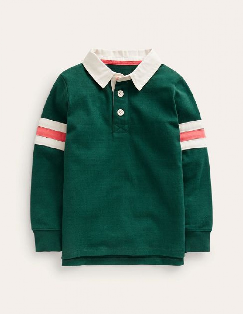 Deep Green Kids' Boden Appliqué Rugby Shirts | 03912SICT