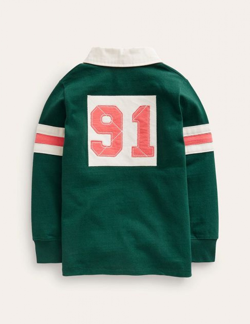 Deep Green Kids' Boden Appliqué Rugby Shirts | 03912SICT