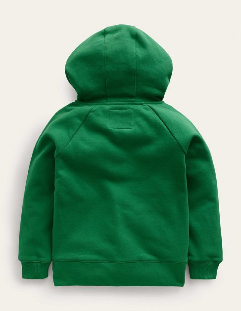 Deep Green Kids' Boden Checked Hoodie | 32510LDIW