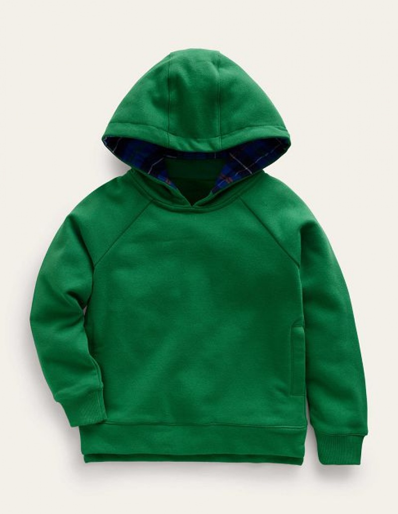 Deep Green Kids\' Boden Checked Hoodie | 32510LDIW