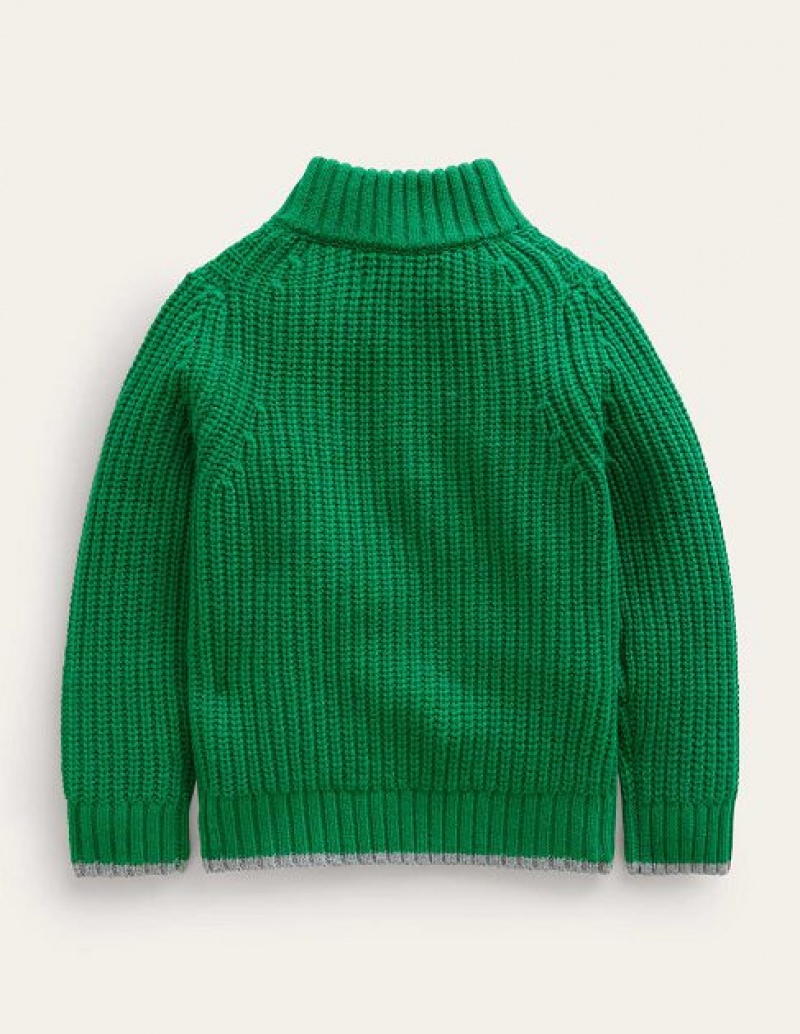 Deep Green Kids' Boden Chunky Half Zip Sweaters | 03257GADI