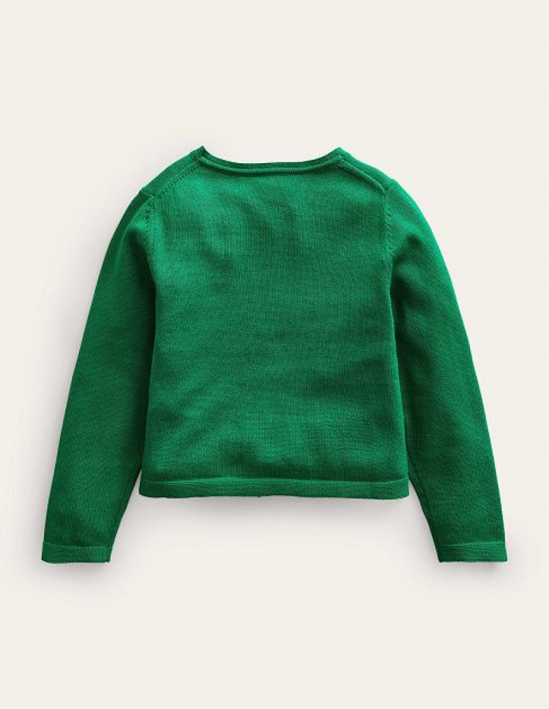 Deep Green Kids' Boden Pointelle Cotton Cardigan | 73642VLMP