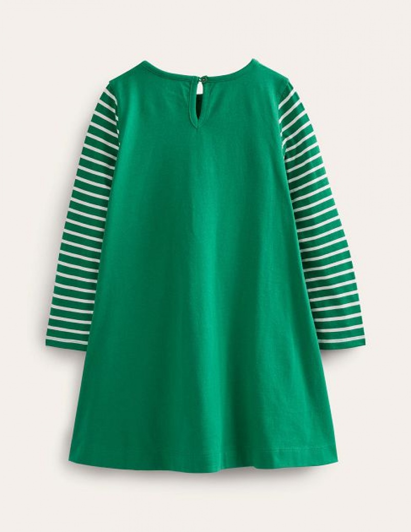 Deep Green Red Kids' Boden Big Appliqué Dress | 12983JDYQ