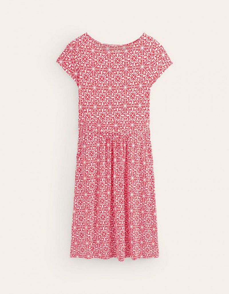 Deep Red Women's Boden Amelie Jersey Dress | 73291IROL