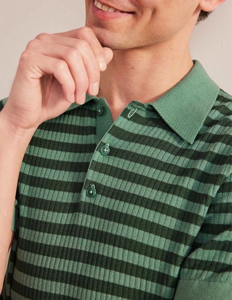 Deep Stripes Men's Boden Ribbed Polo Shirts | 89327KPYA