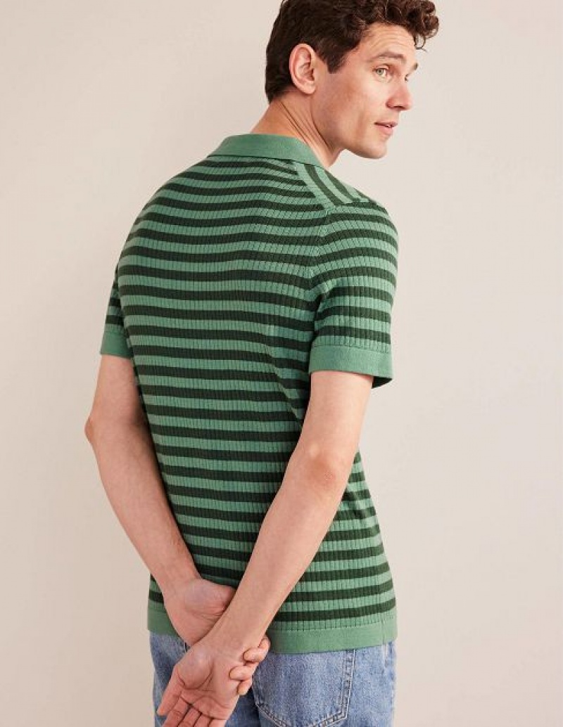 Deep Stripes Men's Boden Ribbed Polo Shirts | 89327KPYA