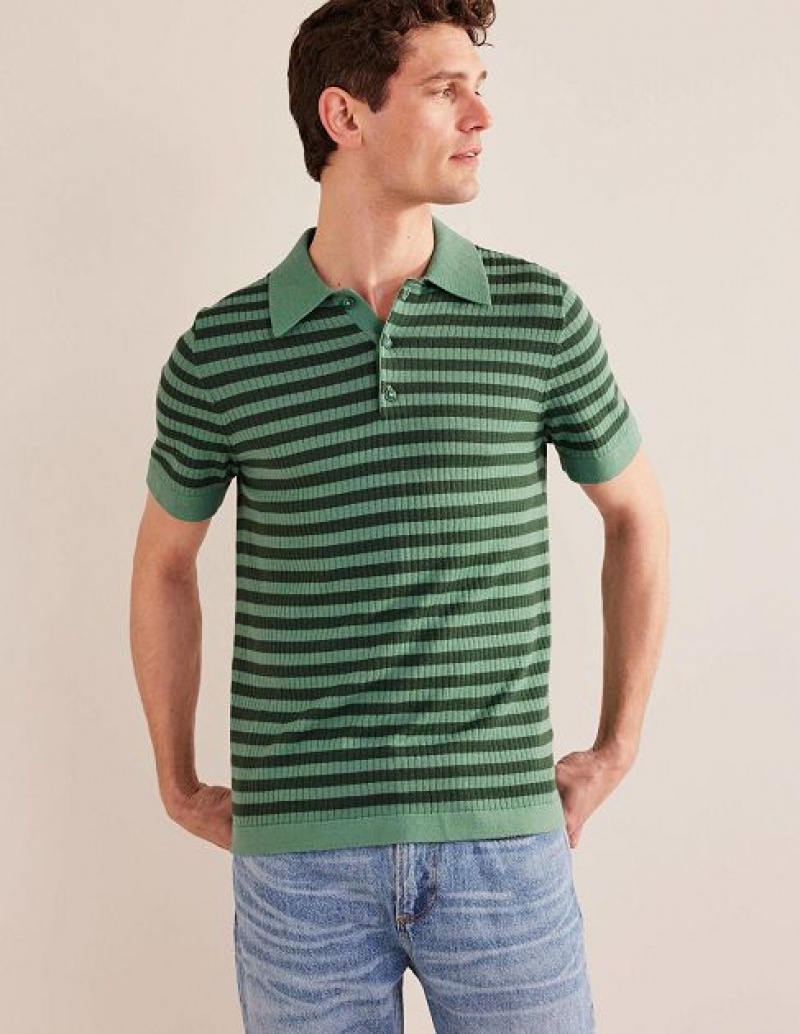 Deep Stripes Men's Boden Ribbed Polo Shirts | 89327KPYA