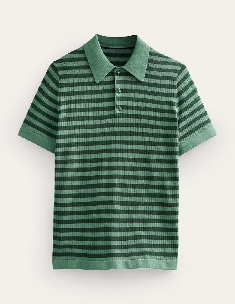 Deep Stripes Men's Boden Ribbed Polo Shirts | 89327KPYA