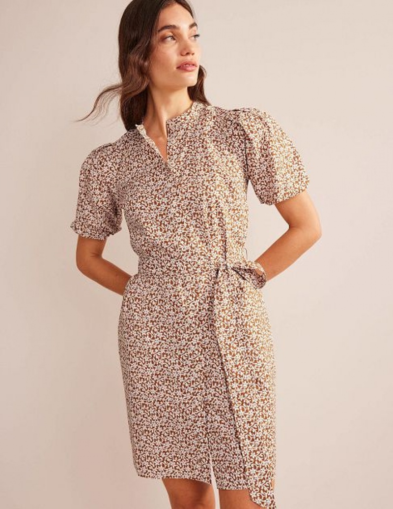 Flower Women's Boden Short Sleeve Shirt Dress | 31564ZYOR