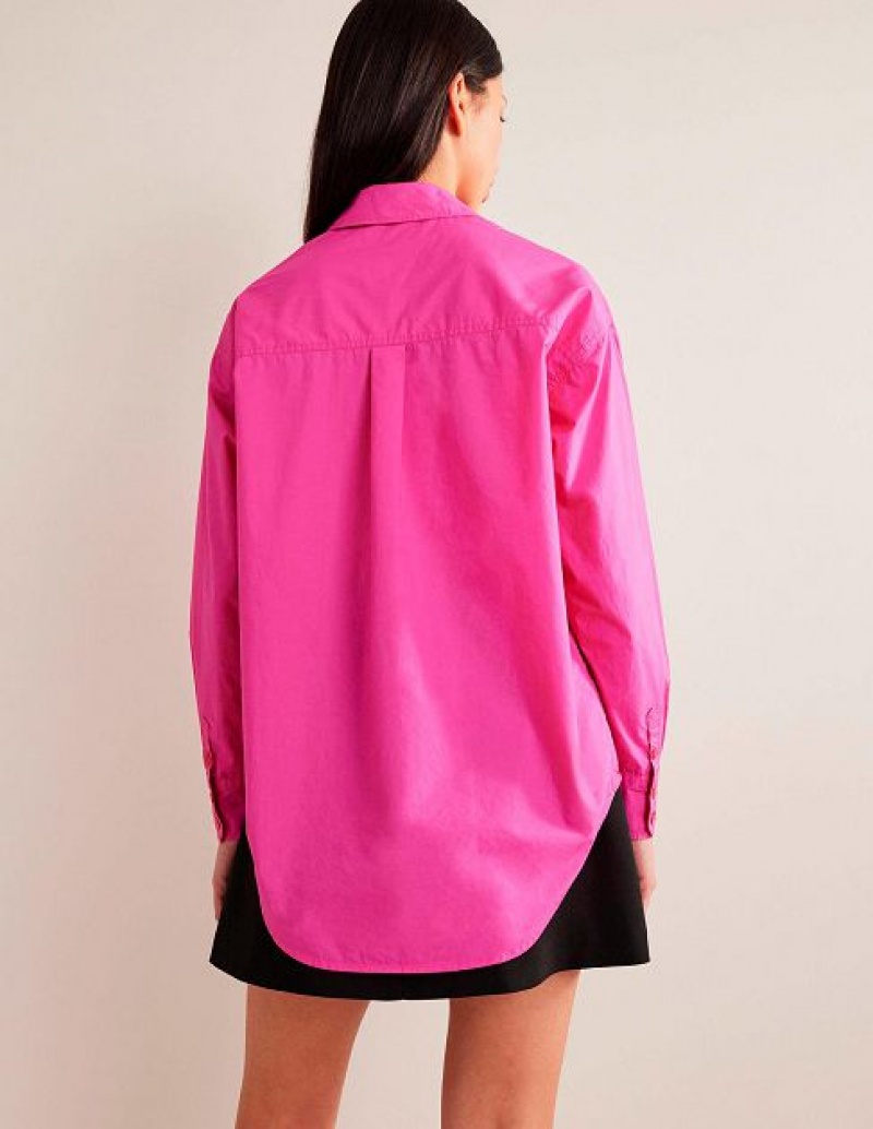 Fuchsia Women's Boden Oversized Cotton Shirts | 63174SAQX