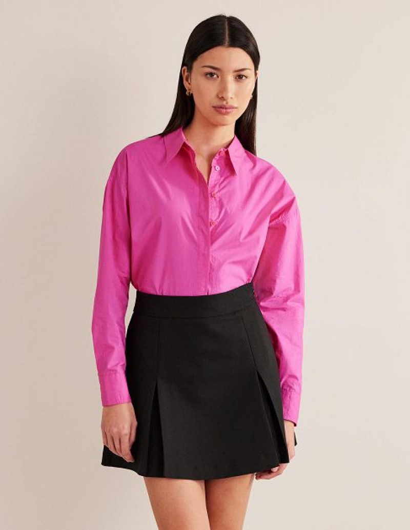 Fuchsia Women's Boden Oversized Cotton Shirts | 63174SAQX