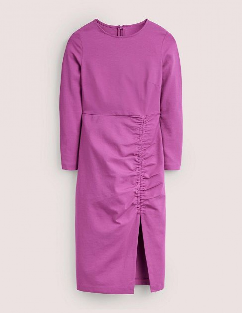 Fuchsia Women's Boden Ruched Side Jersey Dress | 25391KIQF