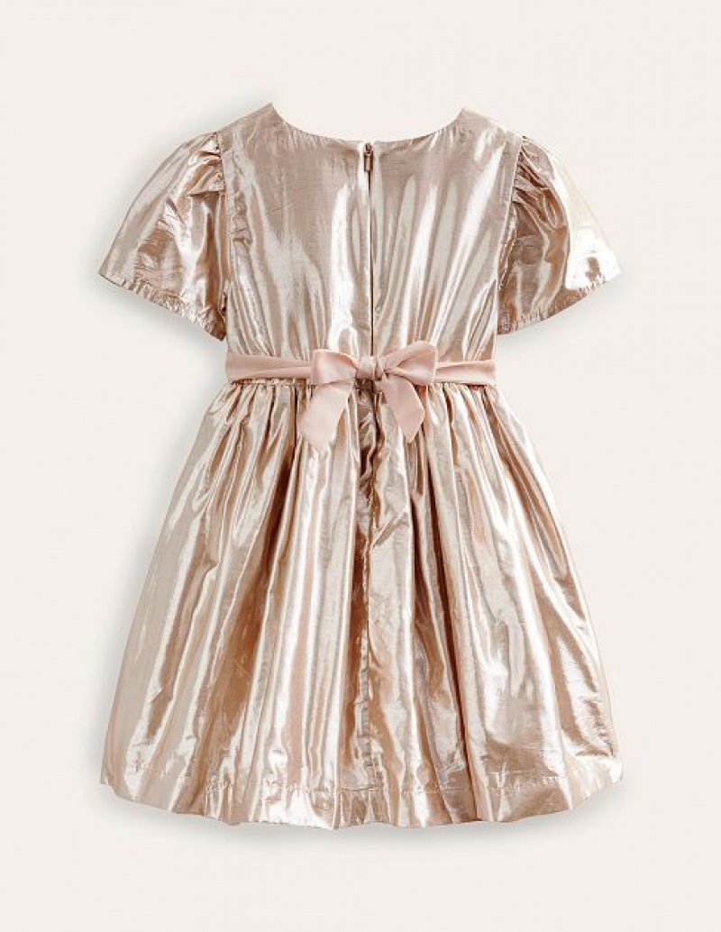 Gold Metal Kids' Boden Metallic Party Dress | 69027ARLT