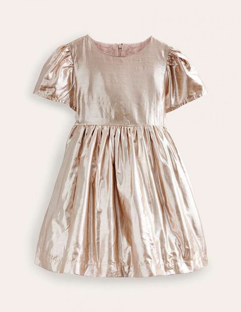 Gold Metal Kids\' Boden Metallic Party Dress | 69027ARLT