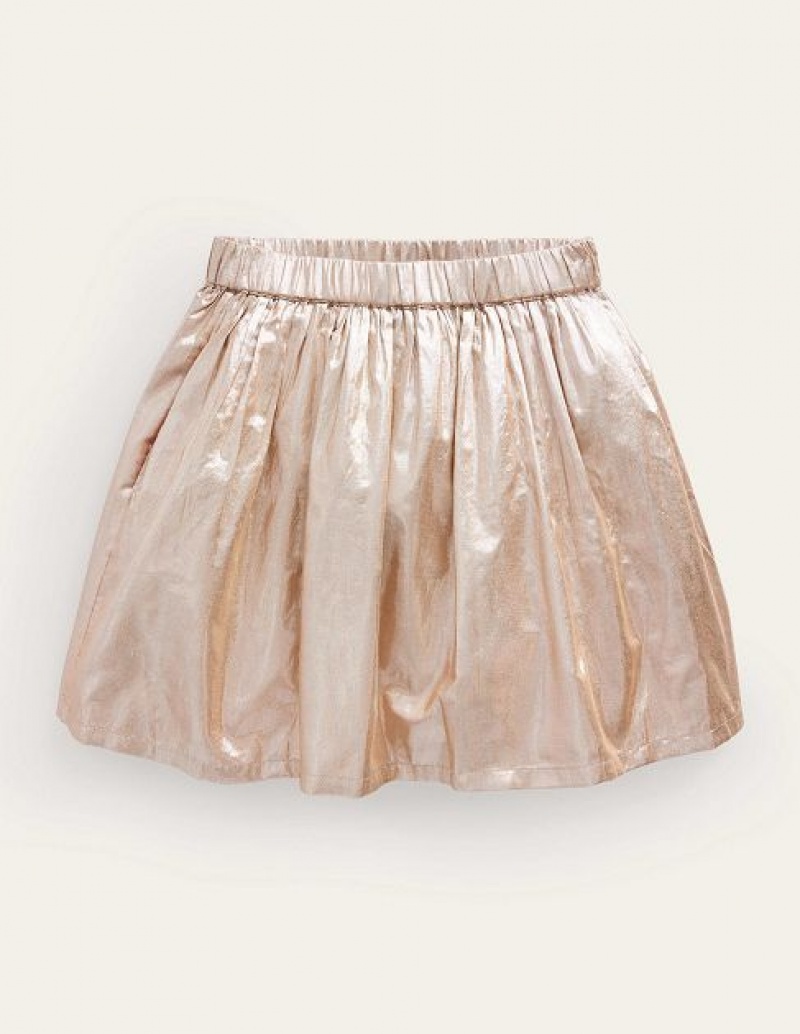 Gold Metal Kids' Boden Metallic Party Skirts | 98523QPCI