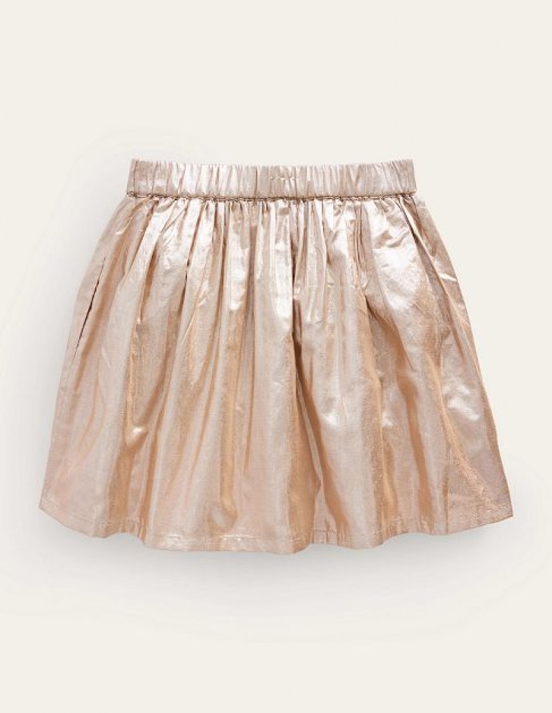 Gold Metal Kids' Boden Metallic Party Skirts | 98523QPCI