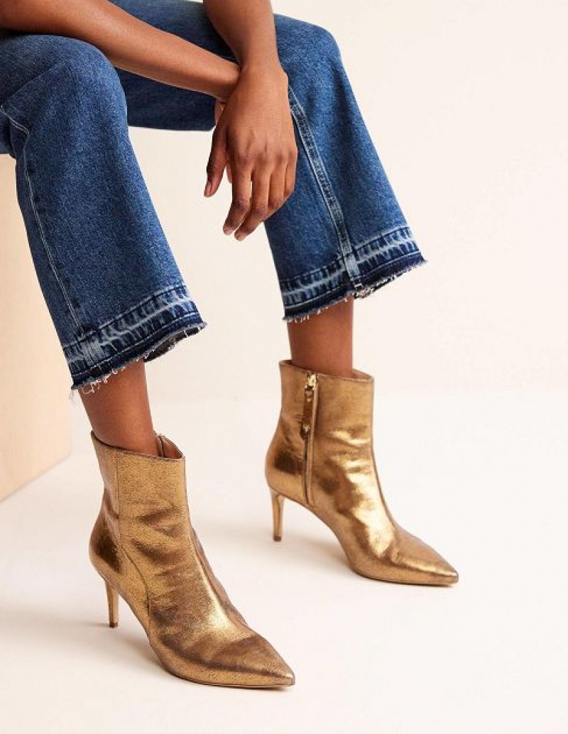 Gold Metal Women's Boden Pointed-toe Ankle Boots | 09836JCXU