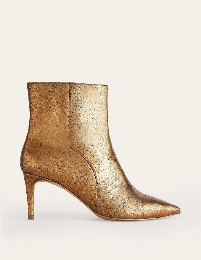 Gold Metal Women\'s Boden Pointed-toe Ankle Boots | 09836JCXU