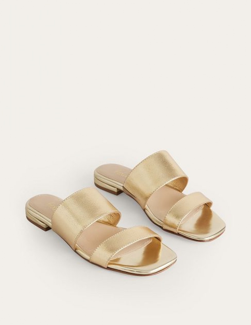 Gold Metal Women's Boden Two Strap Sandals | 57941JZQX