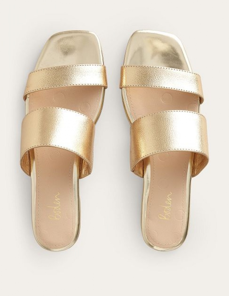 Gold Metal Women's Boden Two Strap Sandals | 57941JZQX