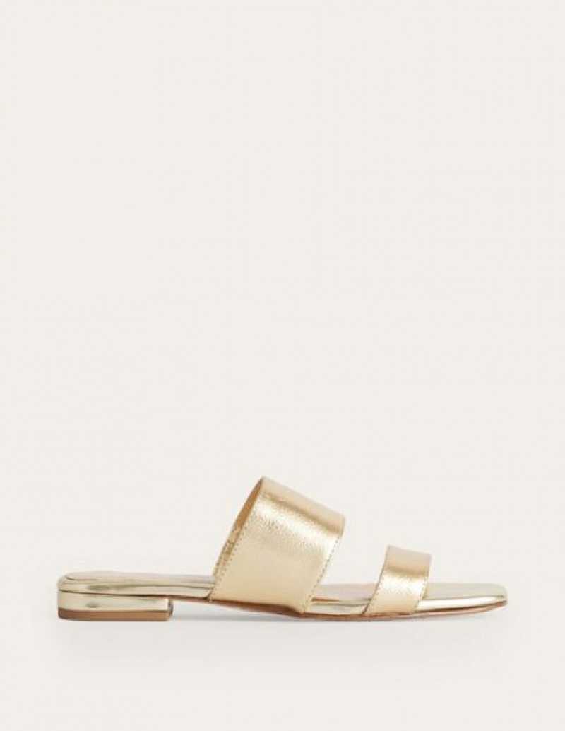 Gold Metal Women's Boden Two Strap Sandals | 57941JZQX