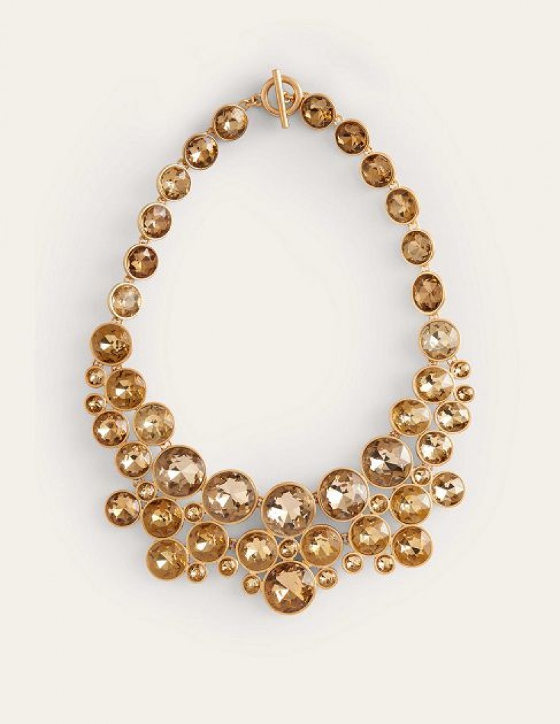 Gold Women\'s Boden Andrea Jewel Cluster Necklace | 92460CHAG