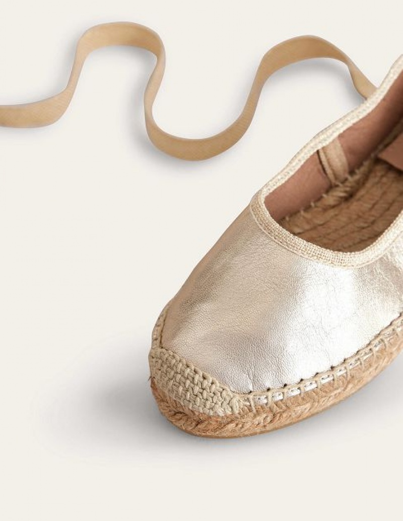 Gold Women's Boden Ankle Tie Espadrilles | 28654IGBV